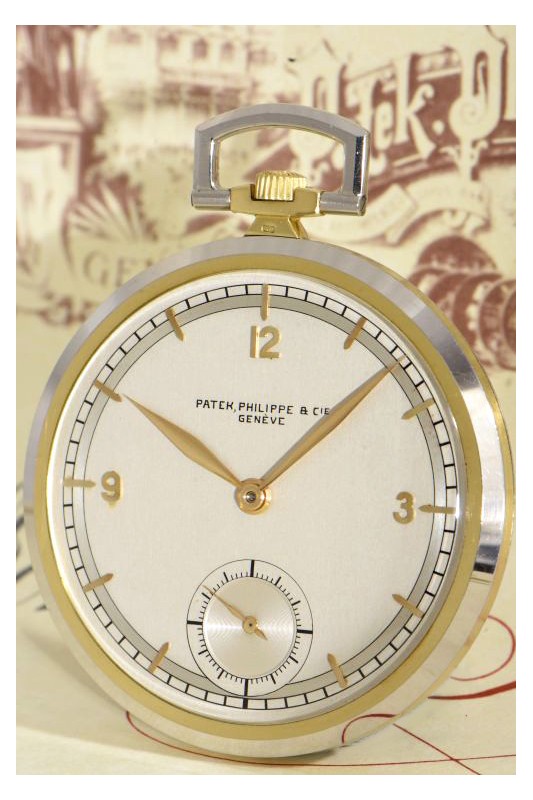 A rare Patek Philippe & Cie Geneve Taschenuhr in Platin-/18Kt Gelbgold-Ausführung, Referenz-Nr. 618