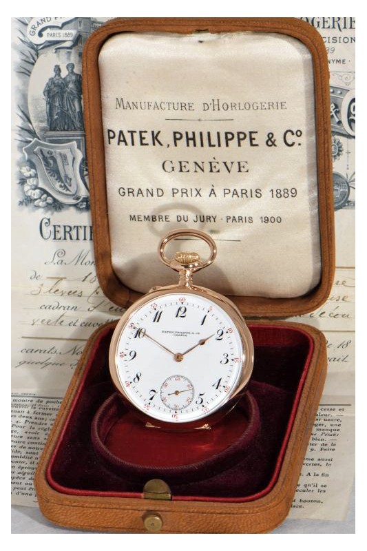 Patek Philippe 18Kt Gold Taschenuhr mit Originalzertifikat und Original-Lederbox