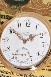 Glashuetter Präzisions-Uhren-Fabrik 14K gold hunter case pocket watch movement execution in quality 1A   1A Qualität