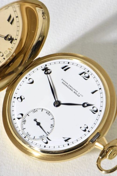 Patek Philippe beautiful 18K gold HC pocket watch, Fabrication spéciale pour E. Eberhard, Milan