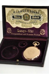 A. Lange & Söhne Qualität 1A, 18K Gold Savonnette mit Originalbox & Dokument