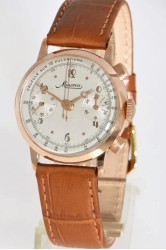 Minerva 14K Rose Gold Vintage Chronograph early silvered Cal. 13-20