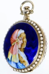 A rare decorative pearl-set enamel pocket watch for the Chinese market