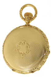 Julius Assmann, Dresden rare 18k gold hunter case pocket watch, 1875
