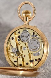 A. Huguenin Geneve dekorative, feine 14Kt Gold Damensavonnette mit traumhaft schönem Emailportrait