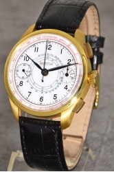 Eberhard & Co. large 18K Gold Chronograph with Polychrome Enamel Dial