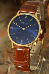 Patek Philippe Calatrava seltene "Blue Dial" Ausführung in 18 Karat Gold, Ref. 3468