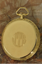 A rare Cartier Art Deco 18K Gold pocket watch, floral dekorated