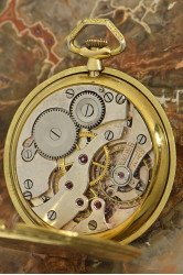 A rare Cartier Art Deco 18K Gold pocket watch, floral dekorated