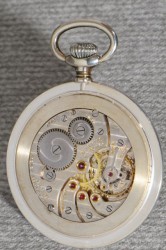 Dekorative, feine Tavannes Watch Co Herrenttaschenuhr mit polychromer Sommerblumenstrauß-Emailmalerei