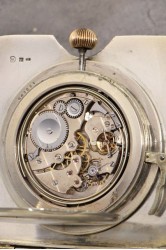 A miniature carriage clock mit quarter repeating in 0.935 hinged silver case, in Niello technology, 1910