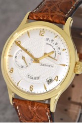 Zenith Class Elite HW elegant, almost as new gent's 18k gold wristwatch with power reserve indication and date